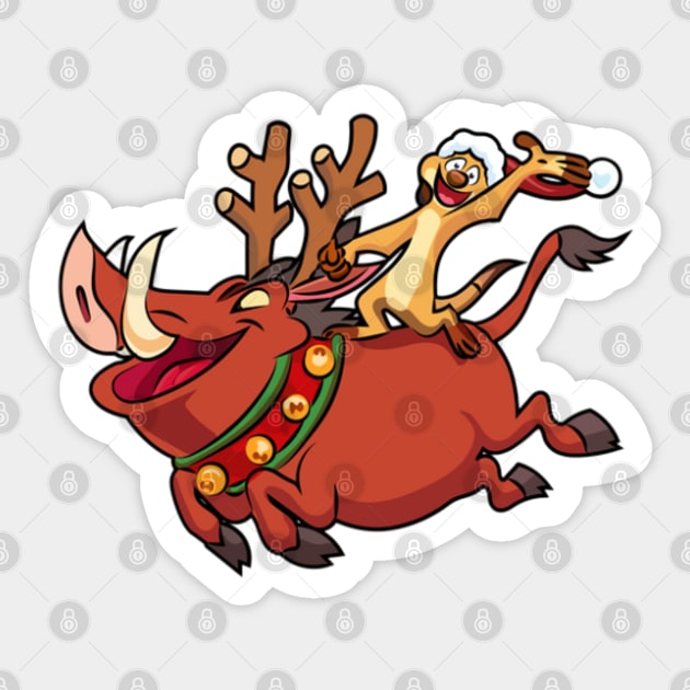 The Lion King Timon and Pumbaa Christmas Sticker by kyokyyosei